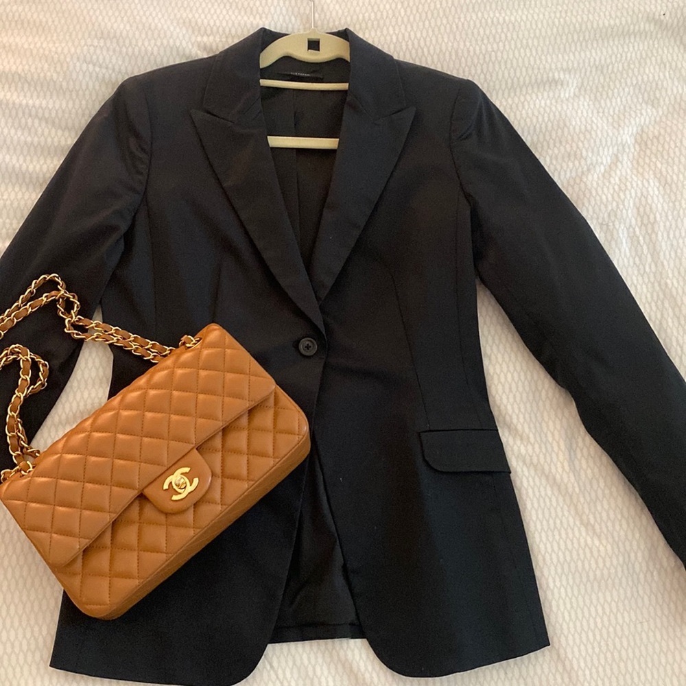 Elite Tahari cotton poplin Tuxedo jacket